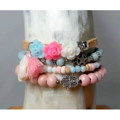 ibiza armband pastel blauw/roze ibiza armband pastel blauw/roze